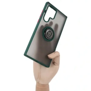 Hurtownia GSM - Etui s úchytem na prst Bizon Case Hybrid Ring pro Samsung Galaxy S22 Ultra kouřové s tmavě zeleným rámem - BIZ1642 - {ean13} - Hurt