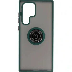 Hurtownia GSM - Etui s úchytem na prst Bizon Case Hybrid Ring pro Samsung Galaxy S22 Ultra kouřové s tmavě zeleným rámem - BIZ1642 - {ean13} - Hurt