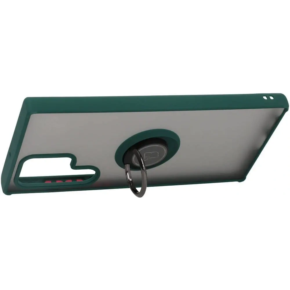 Wholesale Bizon Case Hybrid Ring Samsung Galaxy S22 Ultra smoky with a dark green frame - BIZ1642 - {ean13} - Hurt