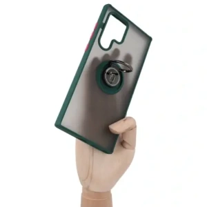 Hurtownia GSM - Etui s úchytem na prst Bizon Case Hybrid Ring pro Samsung Galaxy S22 Ultra kouřové s tmavě zeleným rámem - BIZ1642 - {ean13} - Hurt