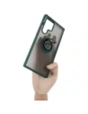 Wholesale Bizon Case Hybrid Ring Samsung Galaxy S22 Ultra smoky with a dark green frame - BIZ1642 - {ean13} - Hurt