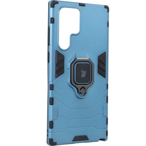Etui Bizon Case Armor Ring do Samsung Galaxy S22 Ultra niebieskie