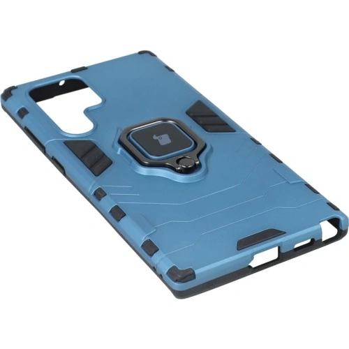Etui Bizon Case Armor Ring do Samsung Galaxy S22 Ultra niebieskie