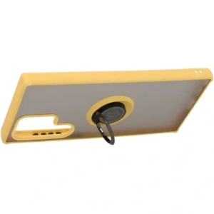Hurtownia GSM - Etui z uchwytem na palec Bizon Case Hybrid Ring do Galaxy S22 Ultra, przydymione z żółtą ramką - BIZ7820 - {ean13} - Hurt