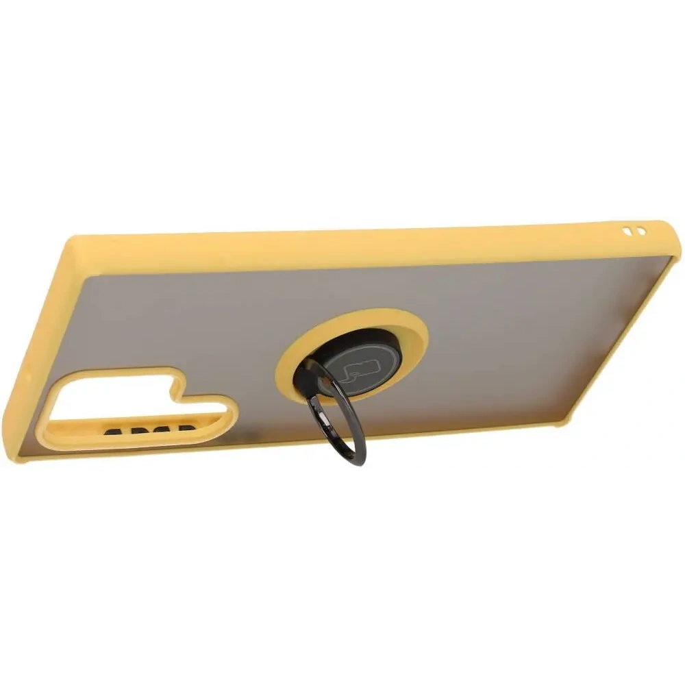 Wholesale Bizon Case Hybrid Ring Samsung Galaxy S22 Ultra smoky with a yellow frame - BIZ7820 - {ean13} - Hurt