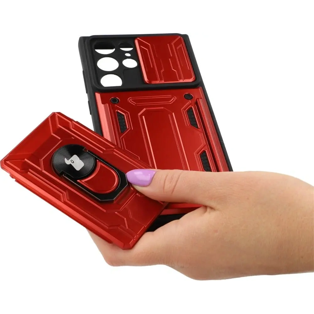 Hurtownia GSM - Bizon Case Camshield Card Slot Ring Samsung Galaxy S22 Ultra rot - BIZ7829 - {ean13} - Hurt