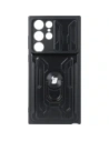 Etui Bizon Case Camshield Card Slot Ring do Galaxy S22 Ultra, czarne