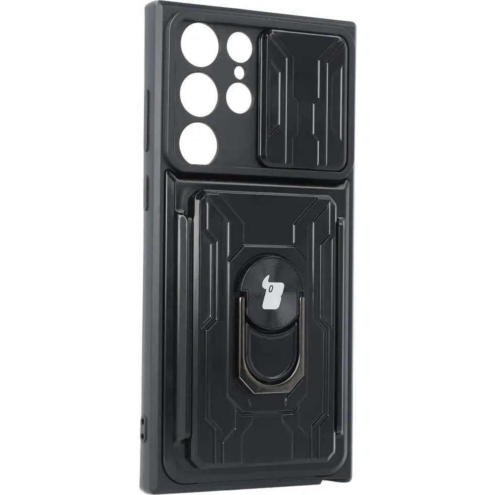 Hurtownia GSM - Etui Bizon Case Camshield Card Slot Ring do Galaxy S22 Ultra, czarne - BIZ7830 - {ean13} - Hurt