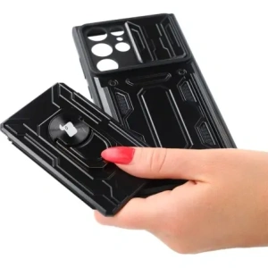 Hurtownia GSM - Etui Bizon Case Camshield Card Slot Ring do Galaxy S22 Ultra, czarne - BIZ7830 - {ean13} - Hurt