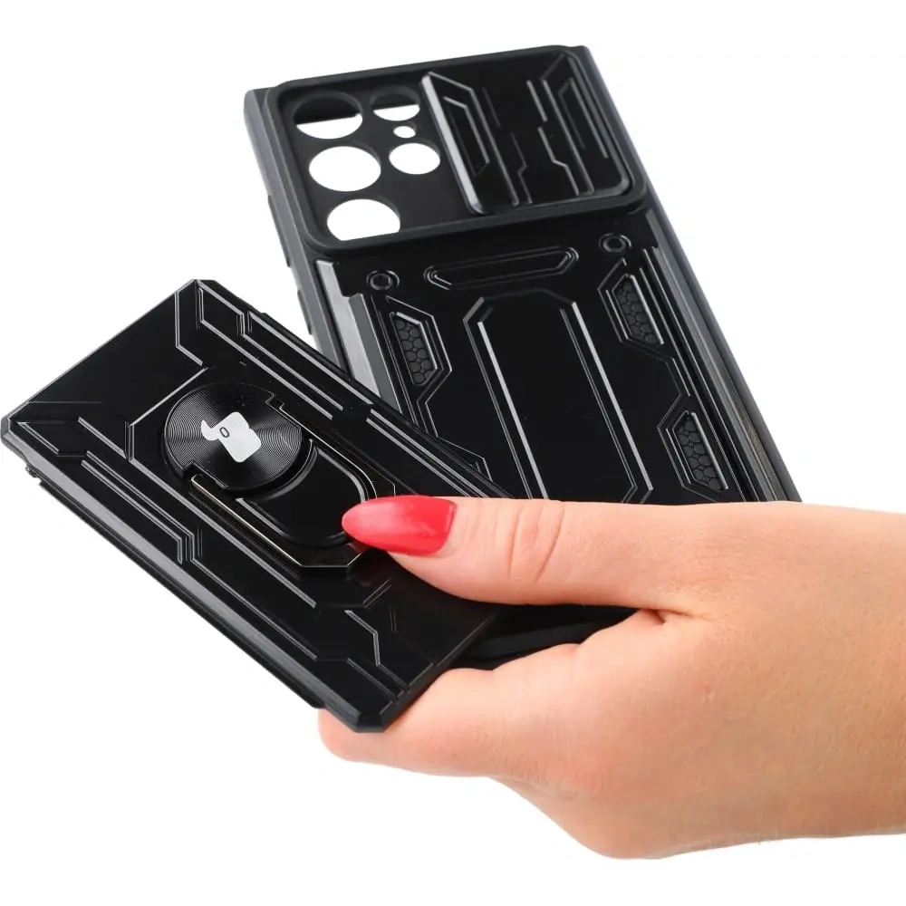 Hurtownia GSM - Etui Bizon Case Camshield Card Slot Ring do Galaxy S22 Ultra, czarne - BIZ7830 - {ean13} - Hurt