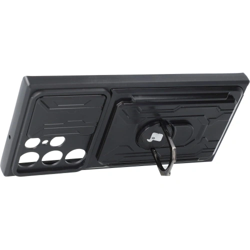 Etui Bizon Case Camshield Card Slot Ring do Samsung Galaxy S22 Ultra czarne