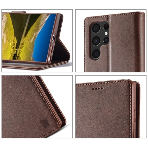 Etui Bizon Case Wallet do Samsung Galaxy S22 Ultra brązowe