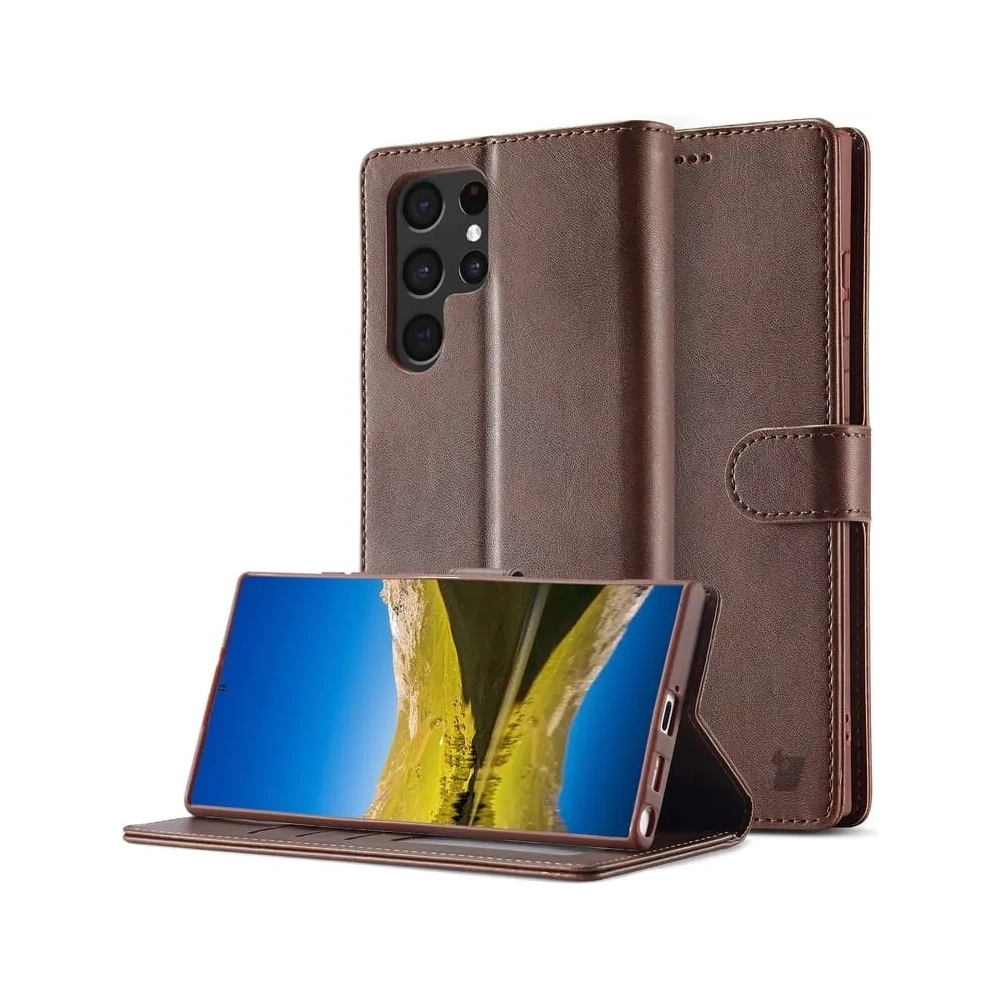 Hurtownia GSM - Etui Bizon Case Wallet do Galaxy S22 Ultra, brązowe - BIZ7833 - {ean13} - Hurt