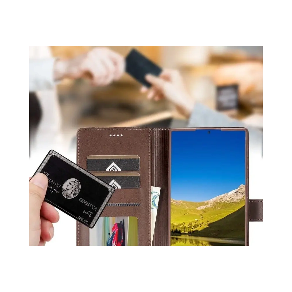 Hurtownia GSM - Etui Bizon Case Wallet do Galaxy S22 Ultra, brązowe - BIZ7833 - {ean13} - Hurt