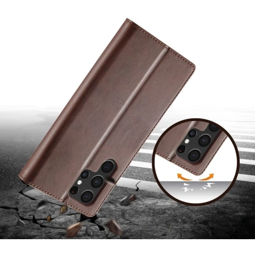 Etui Bizon Case Wallet do Samsung Galaxy S22 Ultra brązowe