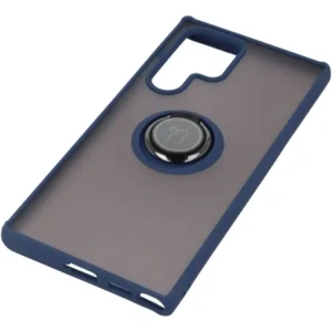 Hurtownia GSM - Etui z uchwytem na palec Bizon Case Hybrid Ring do Galaxy S22 Ultra, przydymione z granatową ramką - BIZ7834 - {ean13} - Hurt