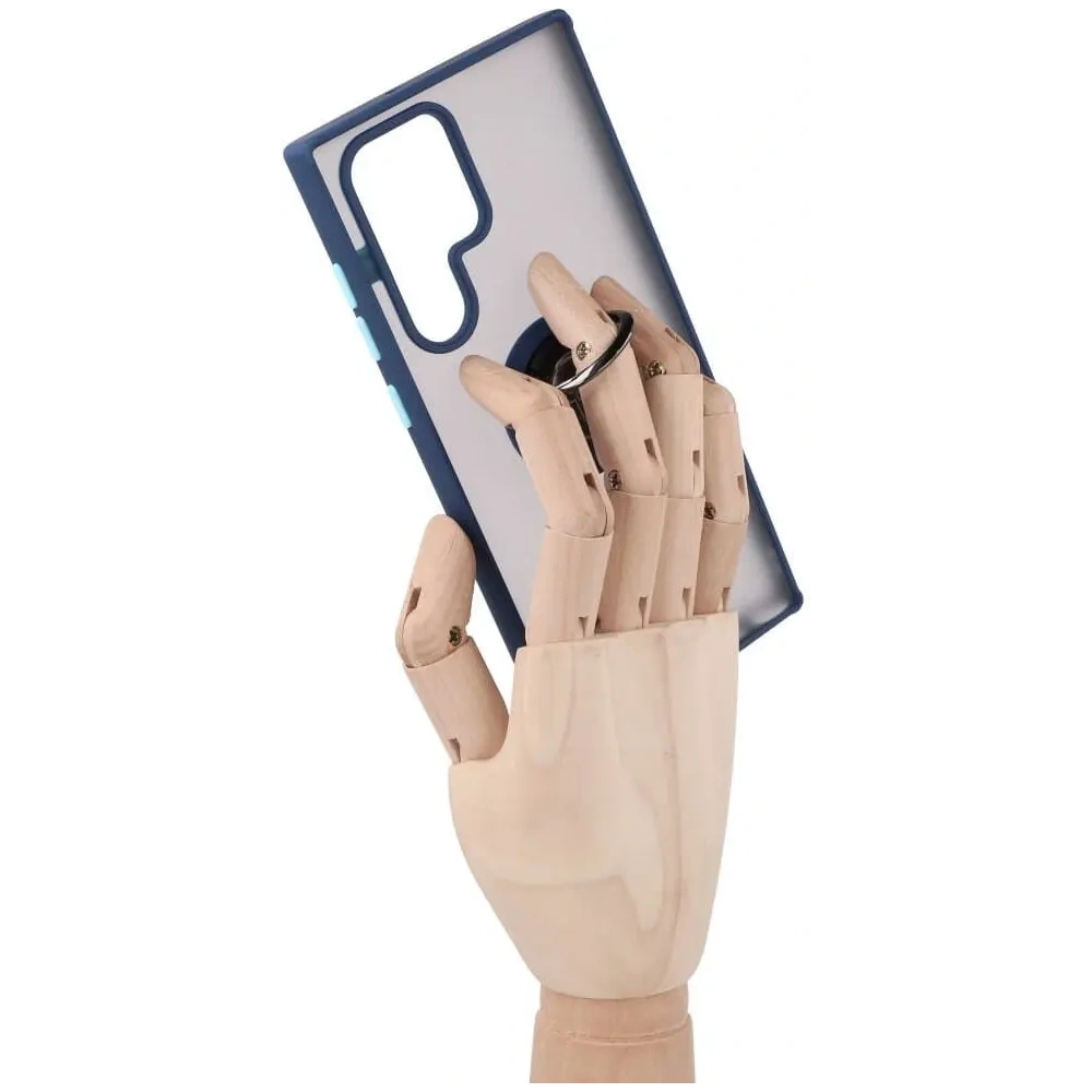 Hurtownia GSM - Etui z uchwytem na palec Bizon Case Hybrid Ring do Galaxy S22 Ultra, przydymione z granatową ramką - BIZ7834 - {ean13} - Hurt