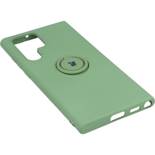 Etui Bizon Case Silicone Ring do Samsung Galaxy S22 Ultra jasnozielone