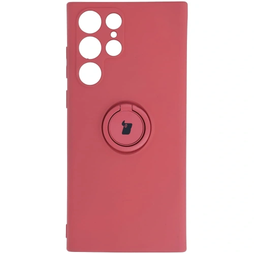 Etui Bizon Case Silicone Ring do Samsung Galaxy S22 Ultra ciemny róż