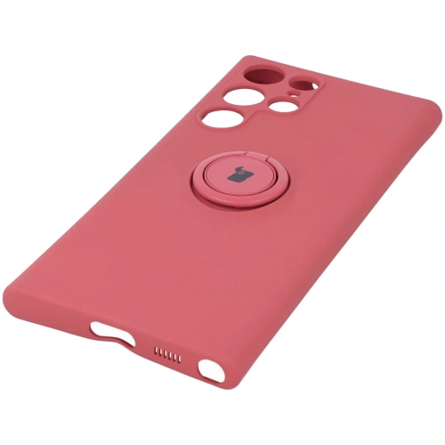 Etui Bizon Case Silicone Ring do Samsung Galaxy S22 Ultra ciemny róż
