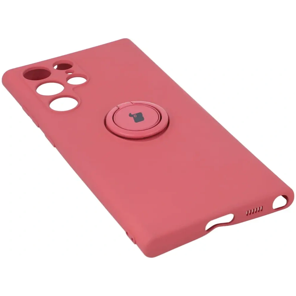Hurtownia GSM - Etui Bizon Case Silicone Ring do Galaxy S22 Ultra, ciemny róż - BIZ7837 - {ean13} - Hurt