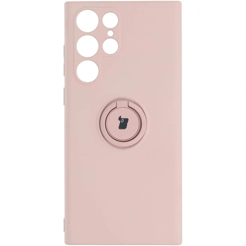 Etui Bizon Case Silicone Ring do Samsung Galaxy S22 Ultra jasnoróżowe