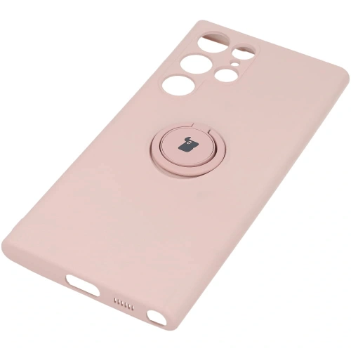 Etui Bizon Case Silicone Ring do Samsung Galaxy S22 Ultra jasnoróżowe