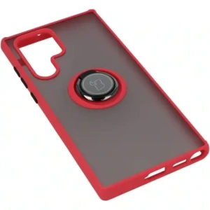 Hurtownia GSM - Etui z uchwytem na palec Bizon Case Hybrid Ring do Galaxy S22 Ultra, przydymione z czerwoną ramką - BIZ7839 - {ean13} - Hurt