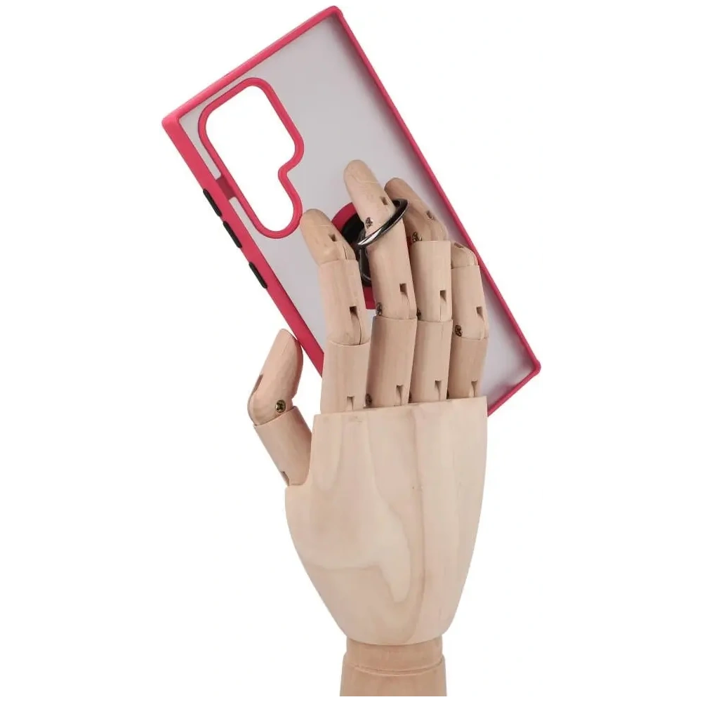 Hurtownia GSM - Etui z uchwytem na palec Bizon Case Hybrid Ring do Galaxy S22 Ultra, przydymione z czerwoną ramką - BIZ7839 - {ean13} - Hurt
