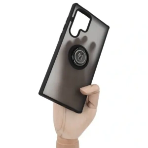 Hurtownia GSM - Etui z uchwytem na palec Bizon Case Hybrid Ring do Samsung Galaxy S22 Ultra kouřové s černým rámečkem - BIZ1669 - {ean13} - Hurt