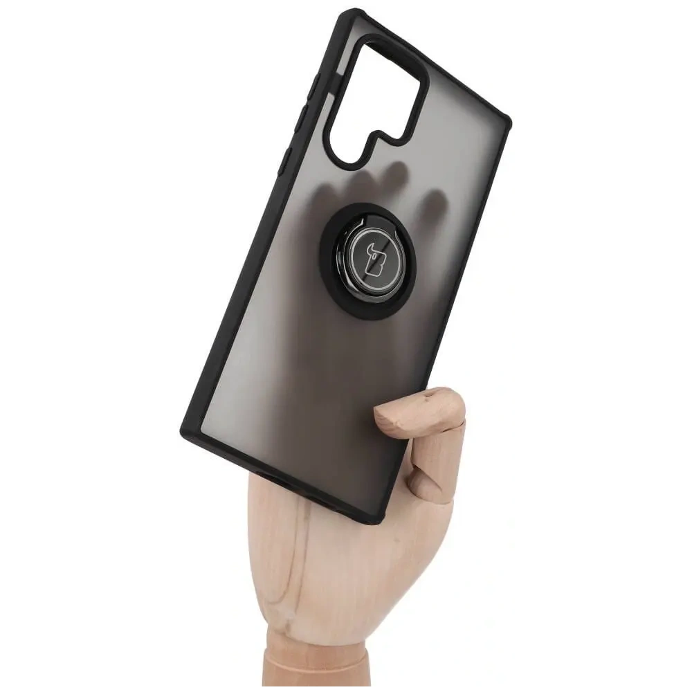 Hurtownia GSM - Bizon Case Hybrid Ring Samsung Galaxy S22 Ultra fumuriu cu un cadru negru - BIZ1669 - {ean13} - Hurt