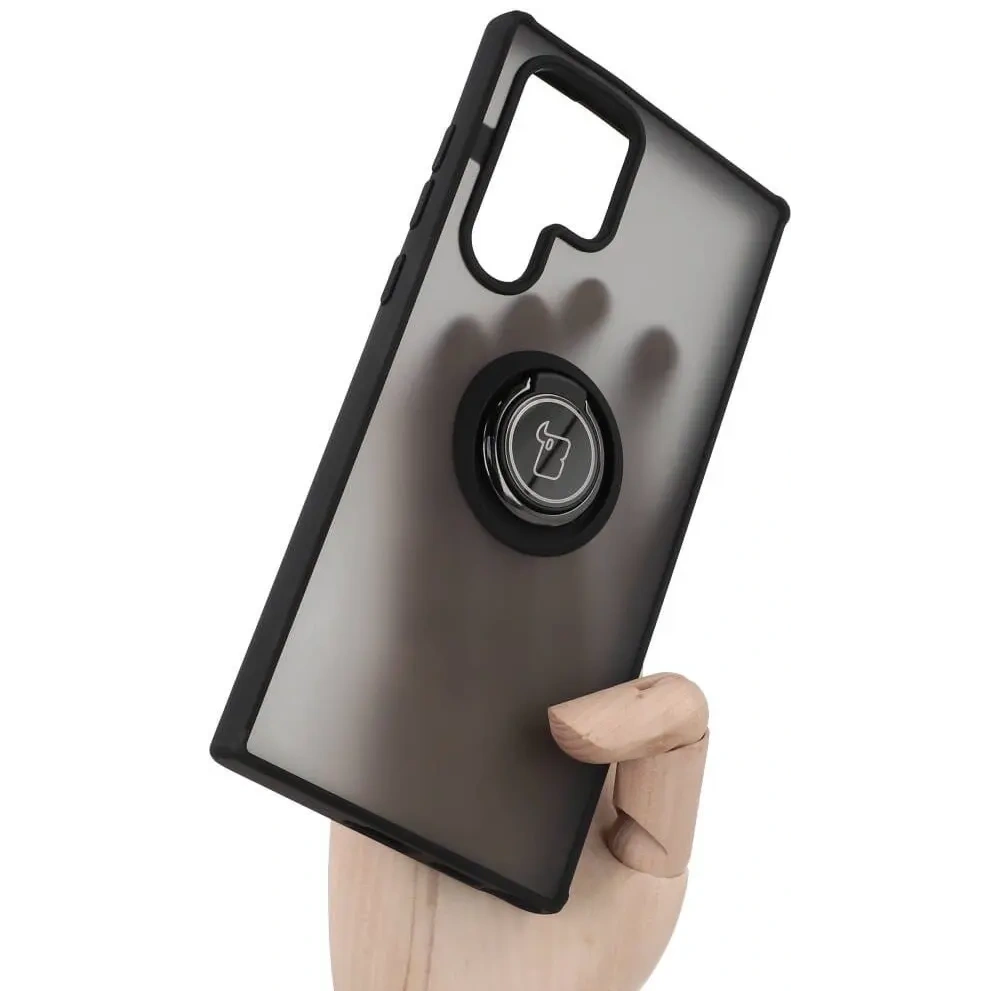 Hurtownia GSM - Bizon Case Hybrid Ring Samsung Galaxy S22 Ultra fumuriu cu un cadru negru - BIZ1669 - {ean13} - Hurt