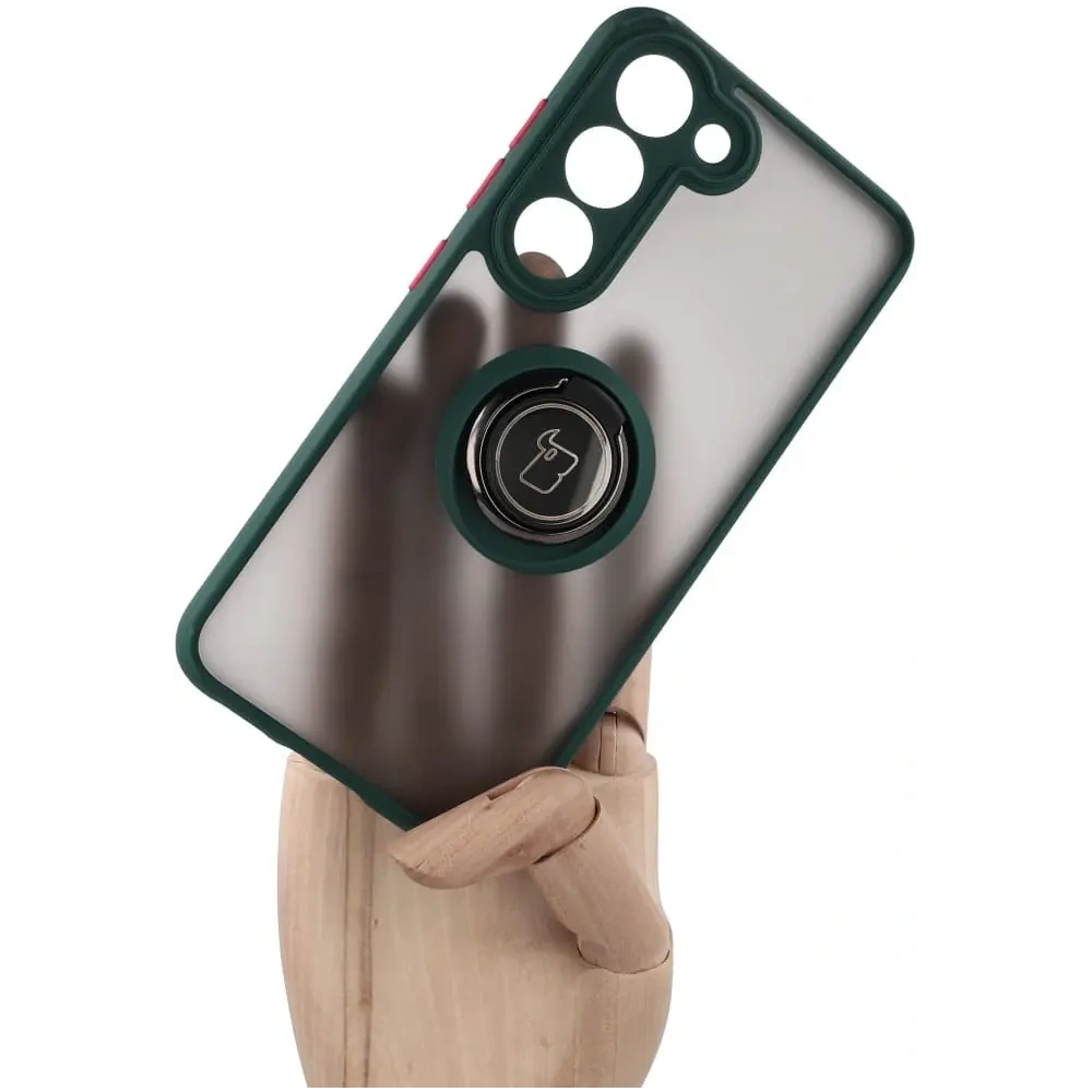 Wholesale Bizon Case Hybrid Ring Samsung Galaxy S23 smoky with a dark green frame - BIZ1670 - {ean13} - Hurt