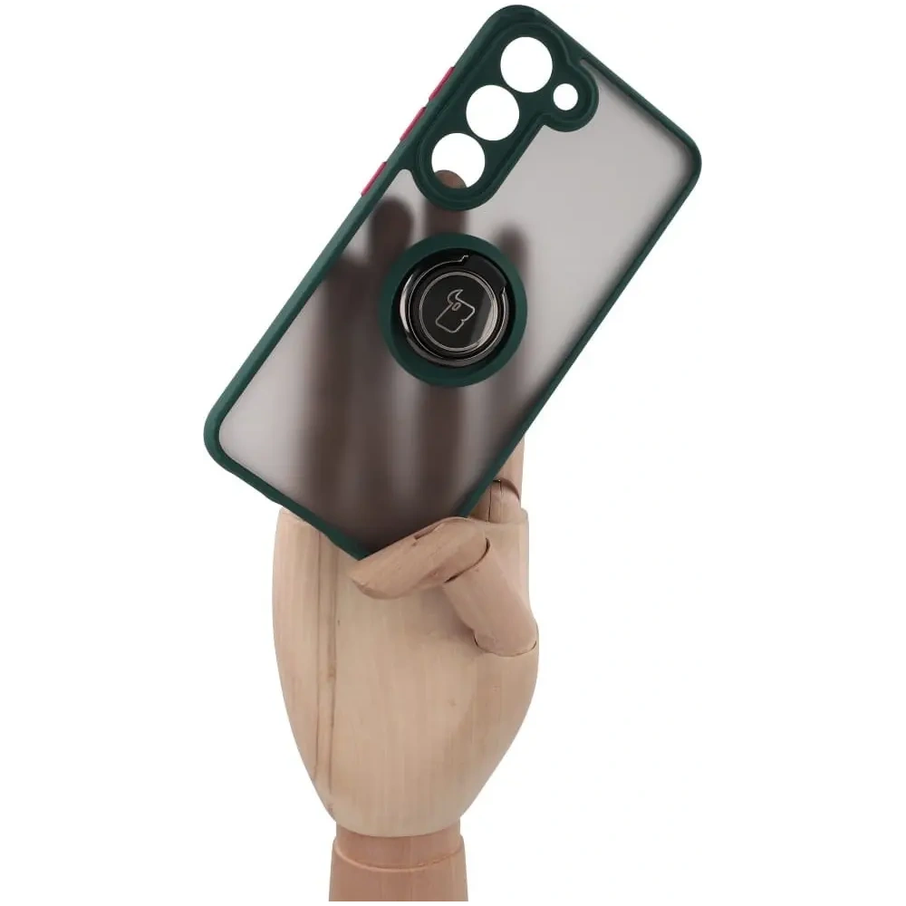 Hurtownia GSM - Bizon Case Hybrid Ring Samsung Galaxy S23 fumuriu cu un cadru verde închis - BIZ1670 - {ean13} - Hurt
