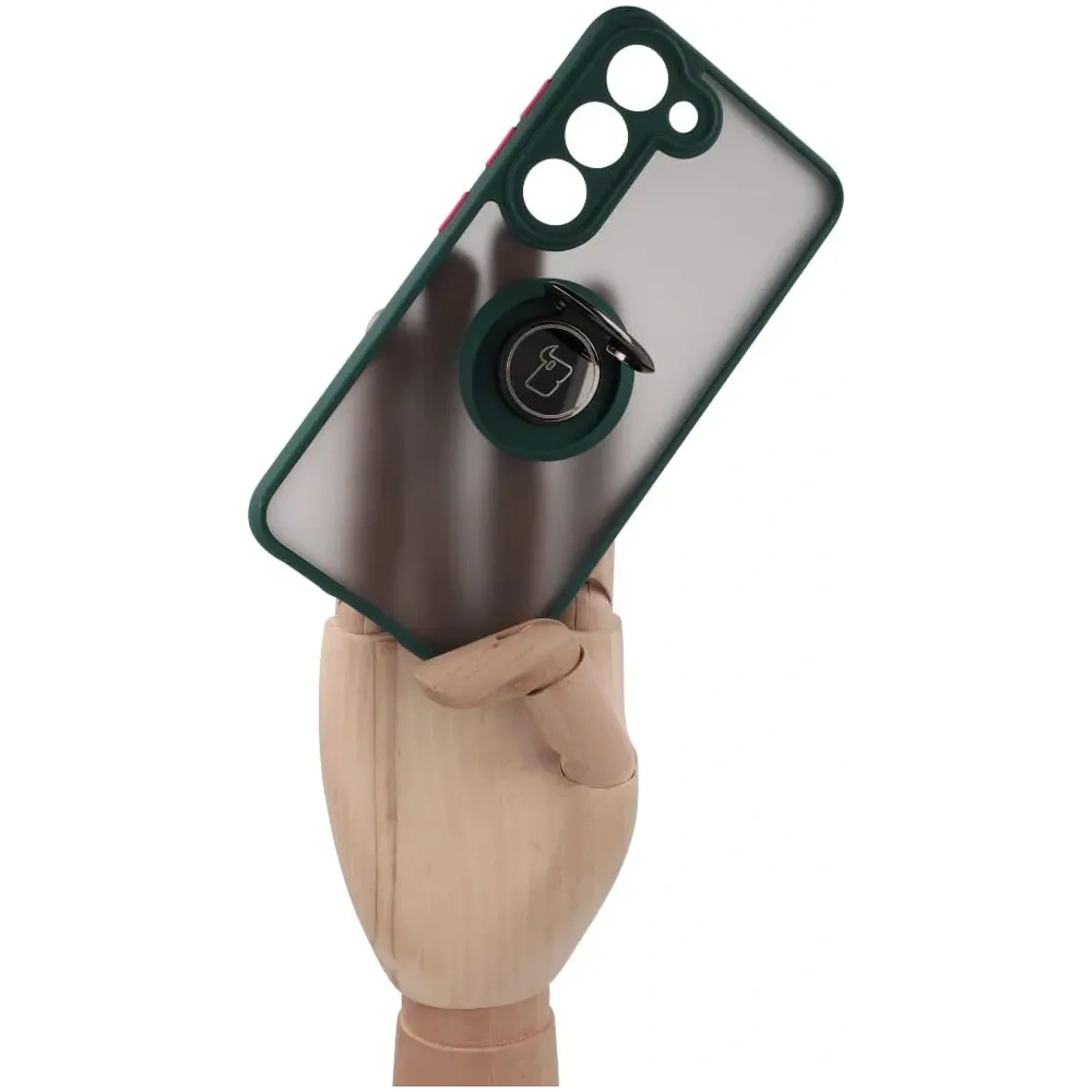 Wholesale Bizon Case Hybrid Ring Samsung Galaxy S23 smoky with a dark green frame - BIZ1670 - {ean13} - Hurt