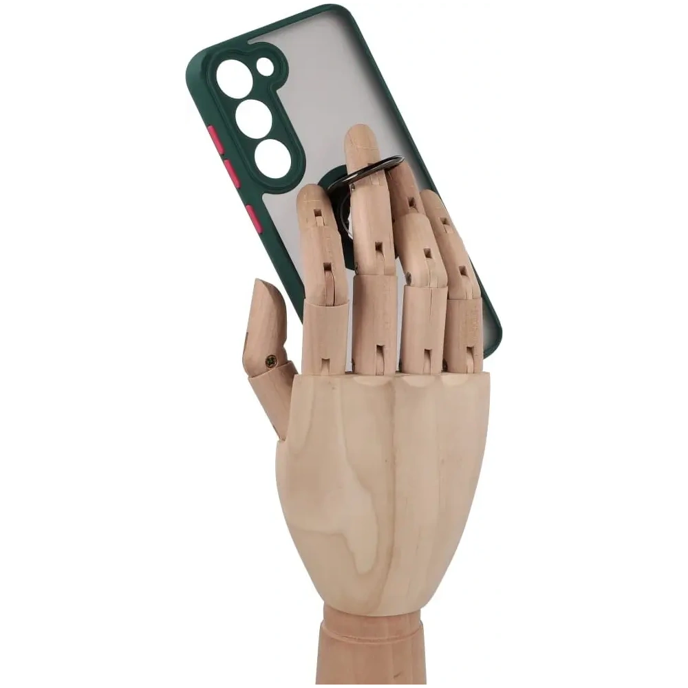 Wholesale Bizon Case Hybrid Ring Samsung Galaxy S23 smoky with a dark green frame - BIZ1670 - {ean13} - Hurt