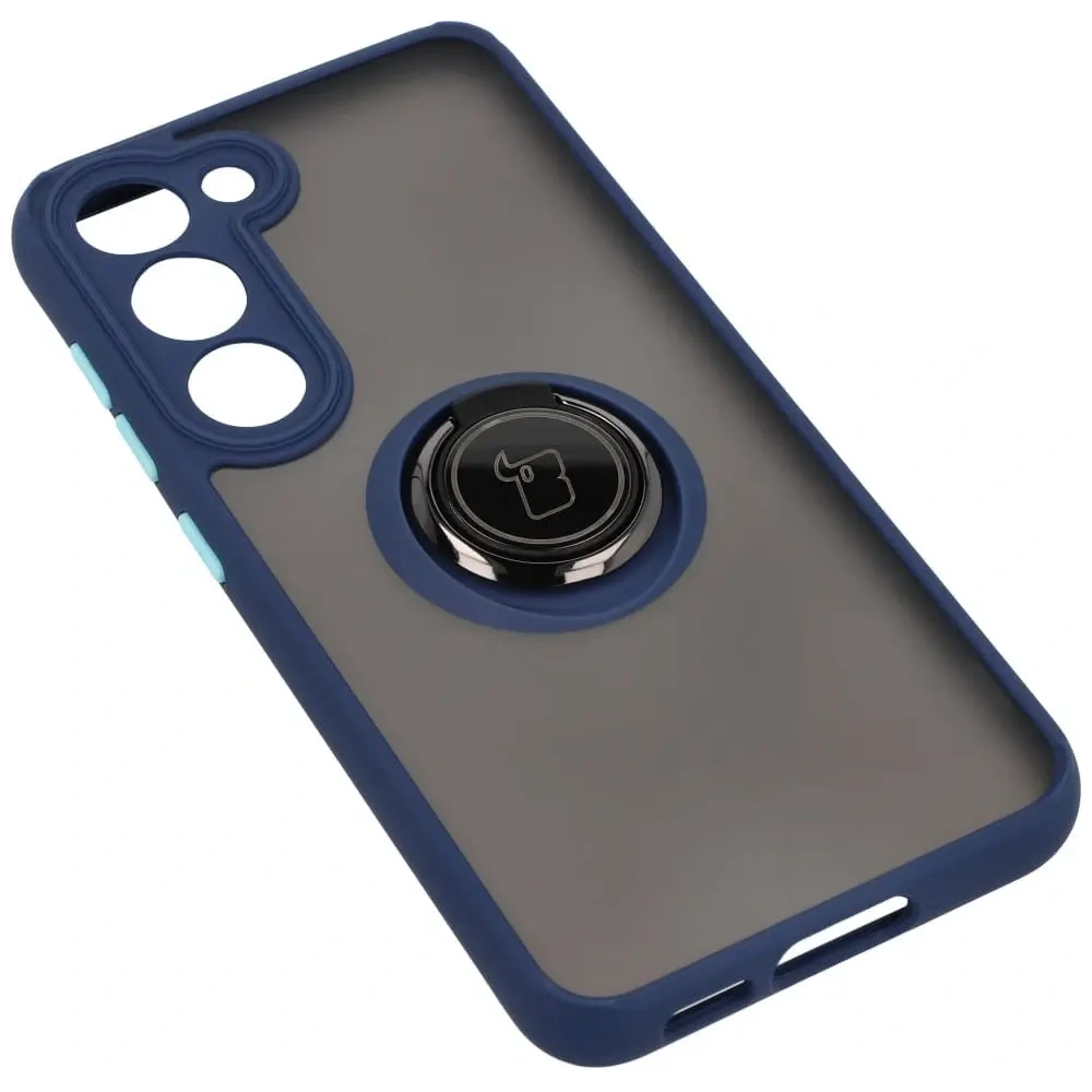 Hurtownia GSM - Etui s úchopem na prst Bizon Case Hybrid Ring pro Samsung Galaxy S23 kouřové s modrým rámečkem - BIZ1671 - {ean13} - Hurt