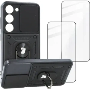 Hurtownia GSM - Pachet carcasă Bizon Case Camshield + 2x sticlă de protecție Samsung Galaxy S23 negru - BIZ7842 - {ean13} - Hurt
