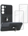 Pachet carcasă Bizon Case Camshield + 2x sticlă de protecție Samsung Galaxy S23 negru