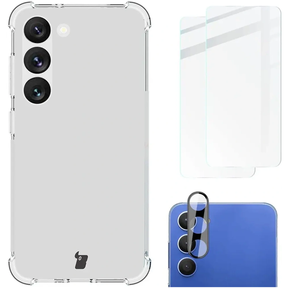 Wholesale Bizon Case Clear Pack case + 2x screen glass + lens glass Samsung Galaxy S23 clear - BIZ1674 - {ean13} - Hurt