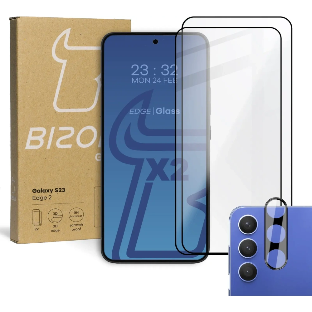 Hurtownia GSM - BIZON Edge 2 2x képernyő üveg + kamera üveg Samsung Galaxy S23 - BIZ1676 - {ean13} - Hurt