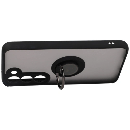 Etui z uchwytem na palec Bizon Case Hybrid Ring do Samsung Galaxy S23 przydymione z czarną ramką