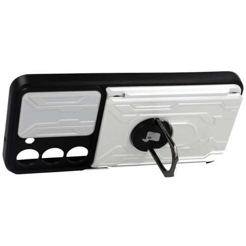 Etui Bizon Case Camshield Card Slot Ring do Samsung Galaxy S23 białe