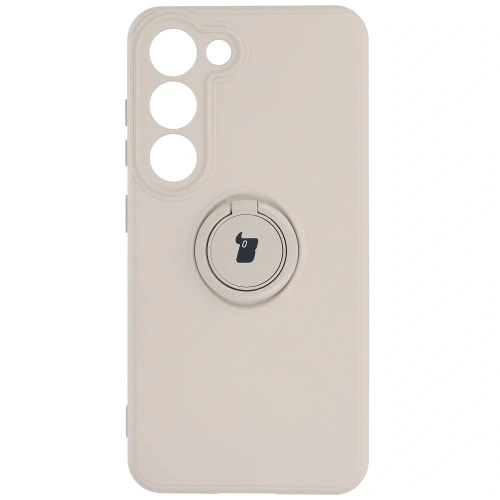 Etui Bizon Case Silicone Ring Sq do Samsung Galaxy S23 beżowe