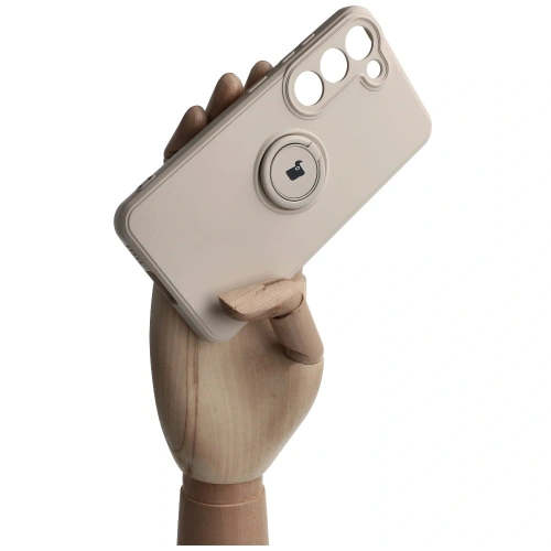 Etui Bizon Case Silicone Ring Sq do Samsung Galaxy S23 beżowe