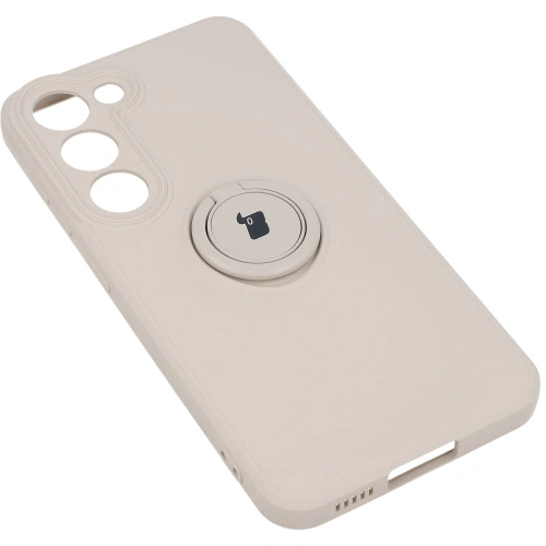 Etui Bizon Case Silicone Ring Sq do Samsung Galaxy S23 beżowe