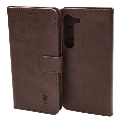 Etui Bizon Case Wallet do Samsung Galaxy S23 ciemnobrązowe