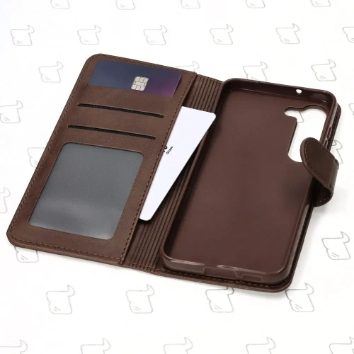 Etui Bizon Case Wallet do Samsung Galaxy S23 ciemnobrązowe