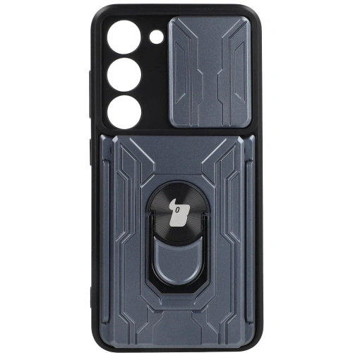 Etui Bizon Case Camshield Card Slot Ring do Samsung Galaxy S23 szare