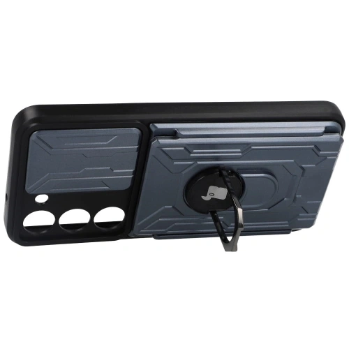 Etui Bizon Case Camshield Card Slot Ring do Samsung Galaxy S23 szare